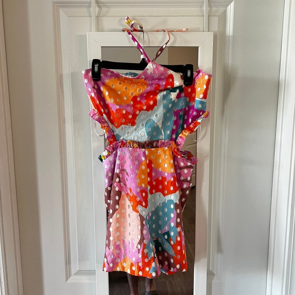 B1 NWT Anthropologie Hutch Printed Halter Romper Size 8 Color Pink Orange - Picture 3 of 7
